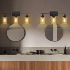 3 Light Wall Sconce Lighting with Clear Glass Shade Bathroom Vanity Lamp Fixture Modern Mounted Light for Porch Mirror Living Room Bedroom Hallwa