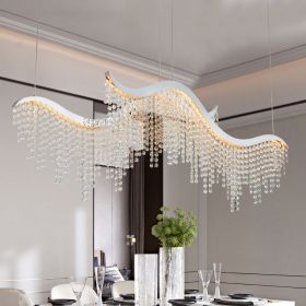36-inch Modern Wave LED Crystal Chandelier - Adjustable Color Temperature 3000K/4000K/6000K - Adjustable Height - Elegant Chandelier for Living R