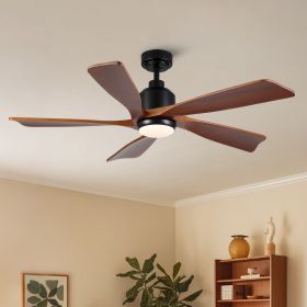 52 in. Black Lowe Profile Ceiling Fan with Light (Color: Black, Material: Metal+Solid wood)
