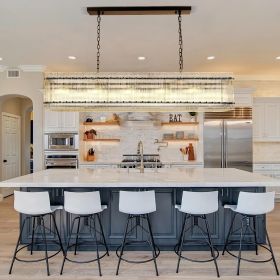 Modern Rectangular Crystal Glass Chandelier (Color: Black, Material: Iron)