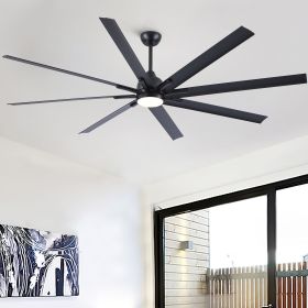 84 in. Integrated LED Farmhouse Indoor/Outdoor Black Smart Ceiling Fan with Remote Control (Color: Black, Material: Metal+Aluminum)